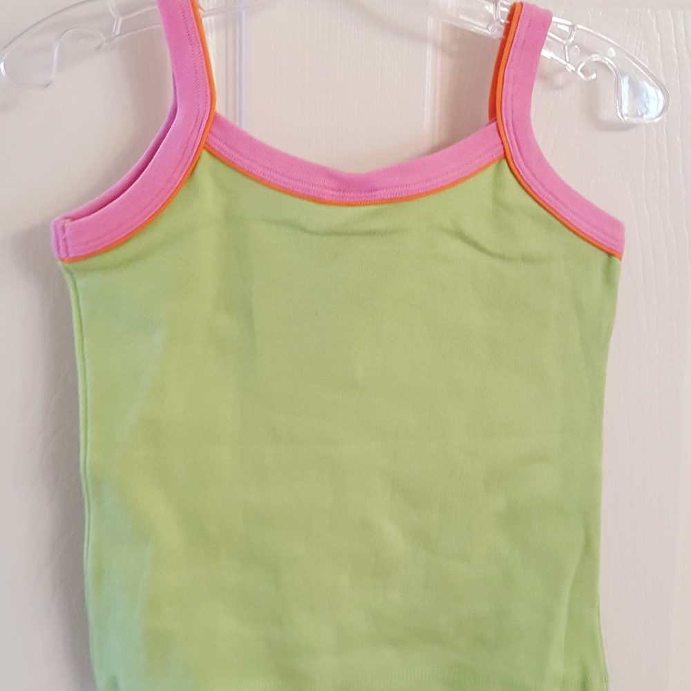 Toddler TANK Top Double Trim NWT Green Pink